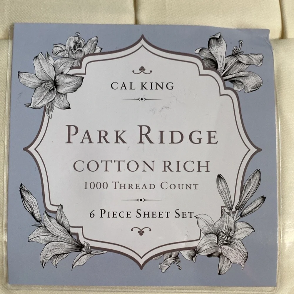 Park Ridge Sheet Set 1000 Thread Count Cotton Rich Sheet Set Cal King Ivory